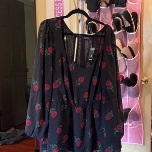 Torrid Black and Red Peplum Top NWT!